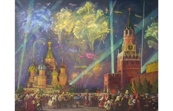 Fireworks on red square (mid 20th century) by Fenya Kogan