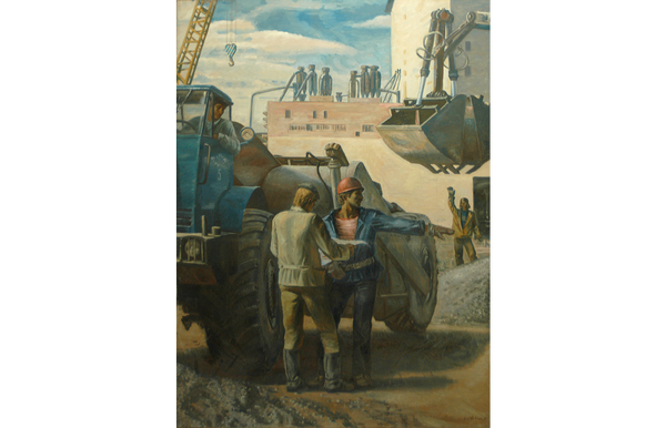 At the construction site (1981) by Oksana Odainik